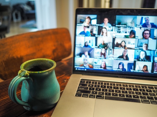 Virtual training participants on laptop screen